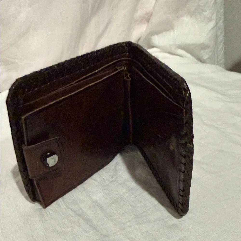 Brown Leather Wallet with Embossed Design